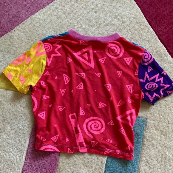 Mamadoux Elliott Beach Art School Crop Top XS pink blue multi color 90s pattern - Picture 3 of 8